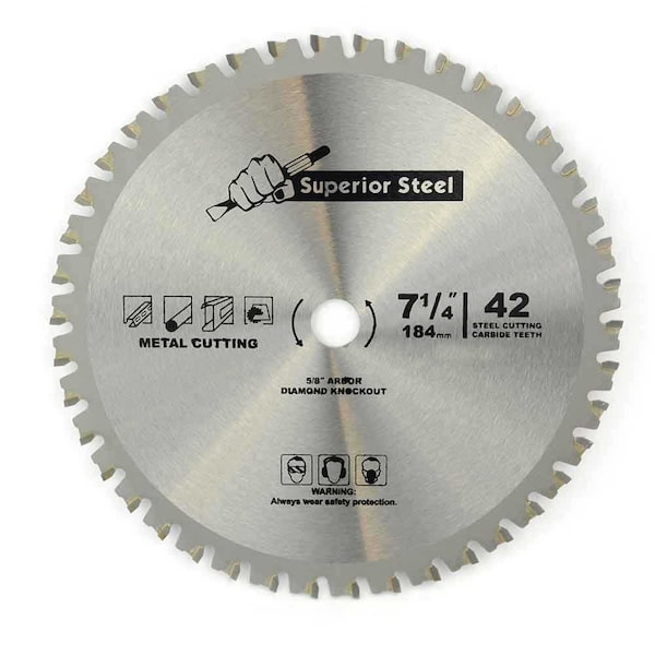 Superior Steel 7-1/4 Inch 42 Teeth 5/8 Inch Arbor Metal Ferrous Cutting Carbide Tipped Saw Blade 18542 - main